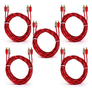 Kit 5 Cabo Rca Cristal Matte 1M Injetado Para Som Automotivo