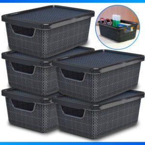 Kit 5 Caixa Organizadora Juta Preto 2 Litros Cesto Organizador