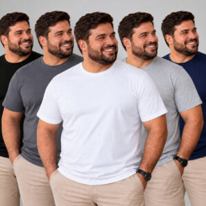 Kit 5 Camiseta Masculina Plus Size Básica 100% Algodão Camisa Extra