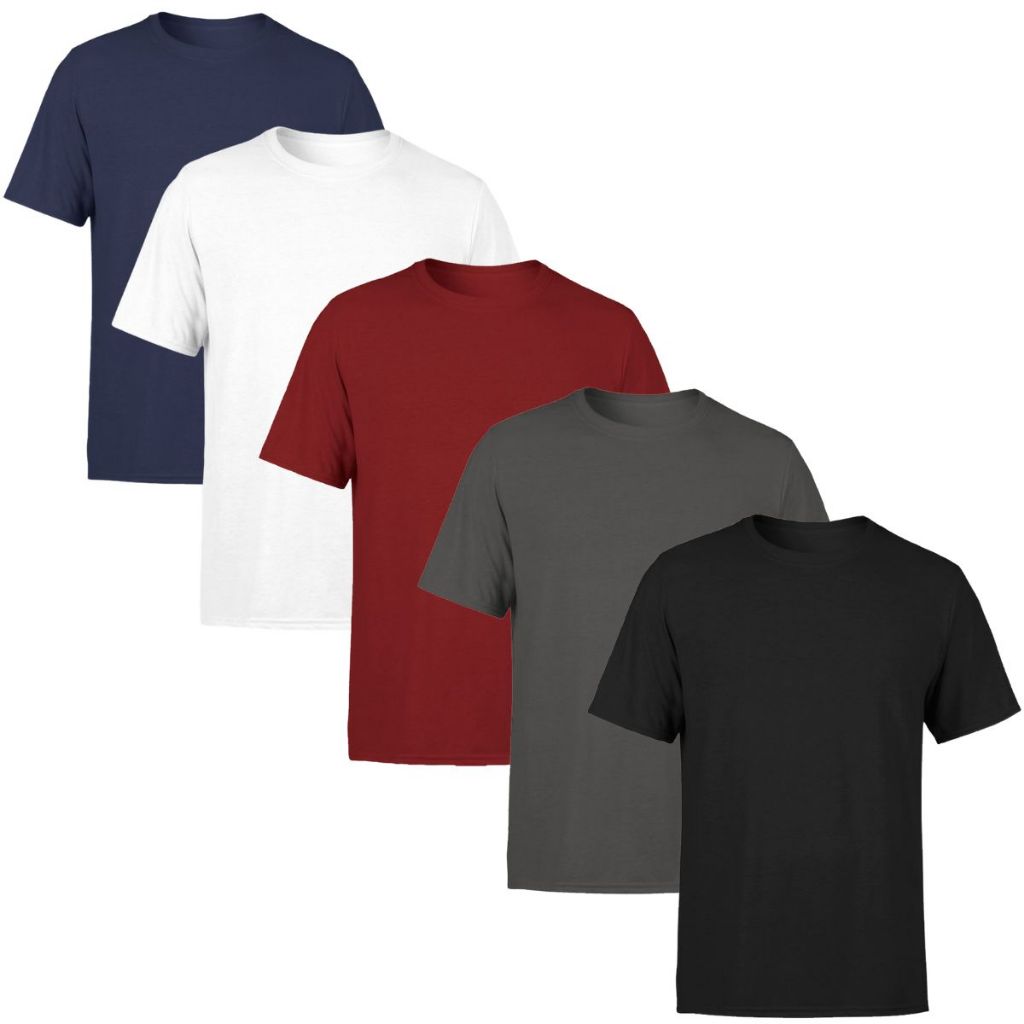 Kit 5 Camisetas Masculina Vida Loca Lisas Algodão 100% Confortável