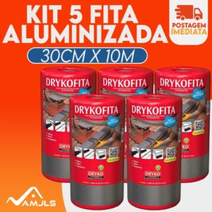 Kit 5 Fita Adesiva De Manta asfáltica adesiva Aluminizada Dryko 30cm