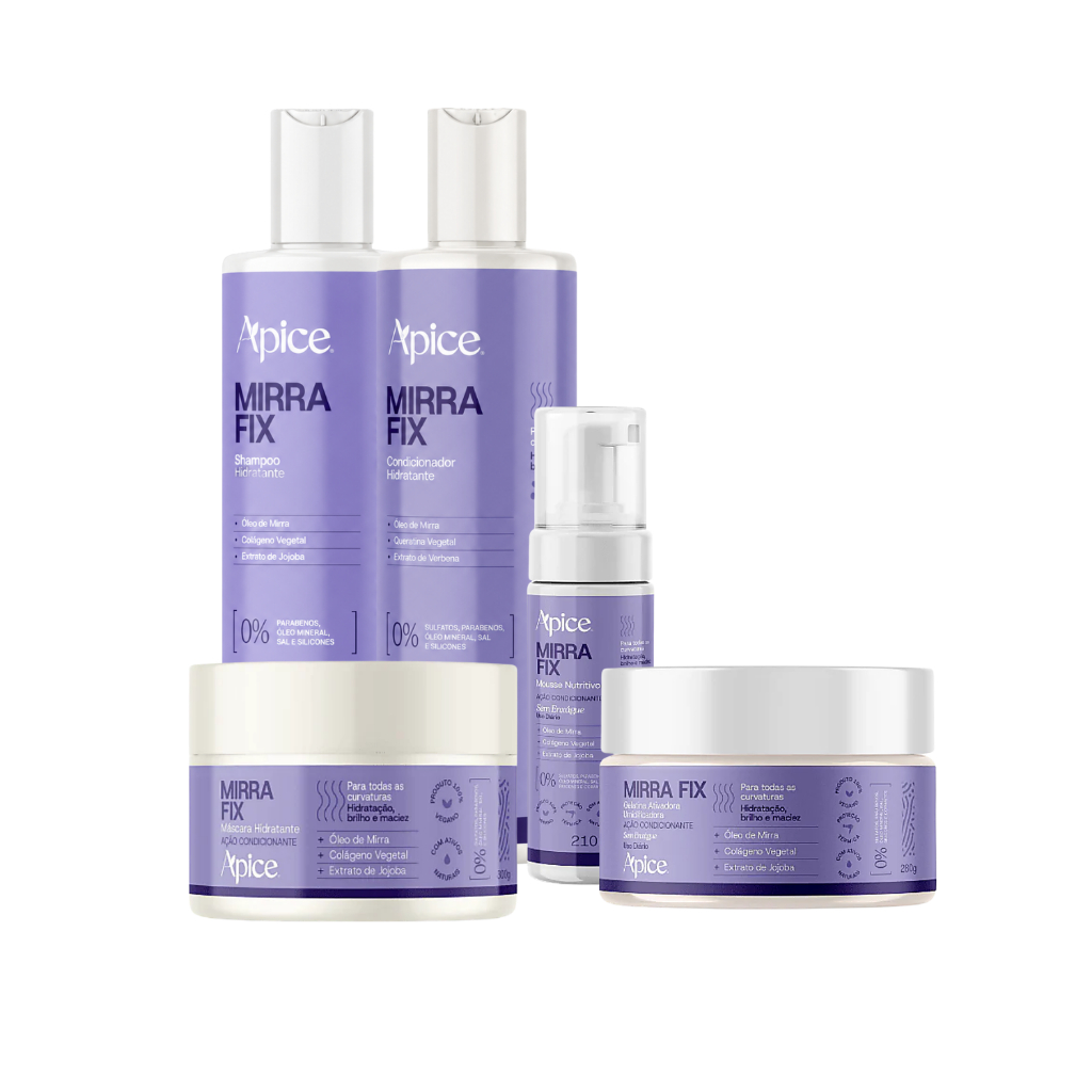 Kit 5 Mirrafix shampoo condicionador mousse gelatina mascara Apice — Cabelos