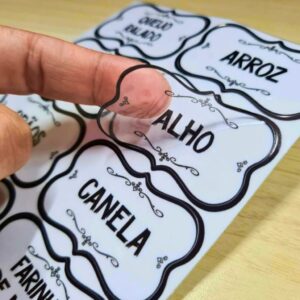 Kit 50 Adesivos Vinil Transparente Organizadores Temperos 5X3CM