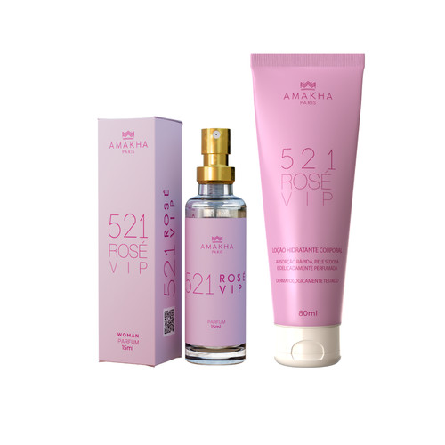 Kit 521 Rosé Vip Amakha Paris Perfume de bolso Hidratante Floral — Perfumes