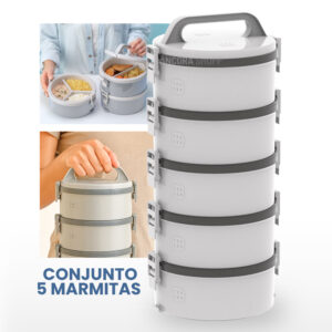 Kit 5un Marmita Térmicas 1,5L 5 Andares Marmitex Pote Hermético
