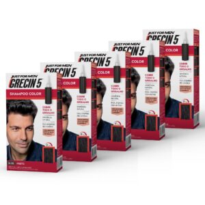 Kit 5x unidades Grecin 5 Shampoo Tintura Tonalizante Preto 60ml Cobre