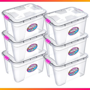 Kit 6 Caixas Organizadoras C Tampa e Trava 12 Litros Translúcidas