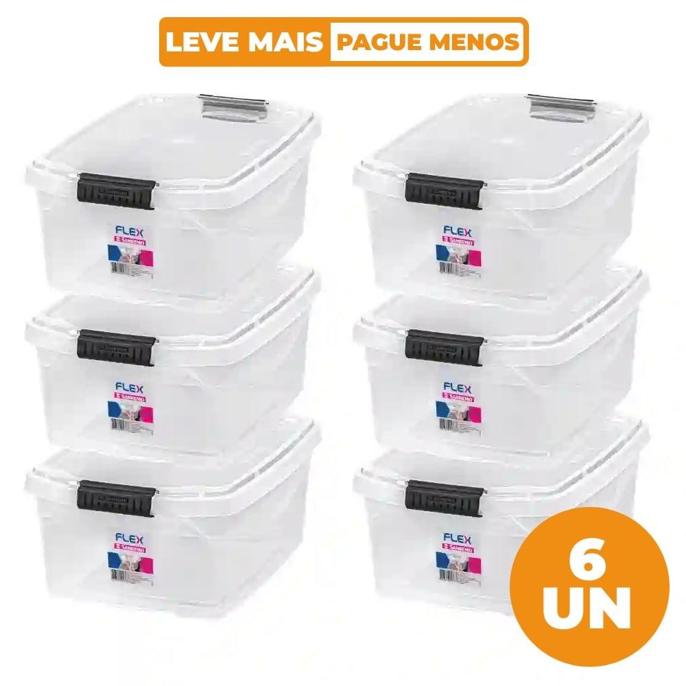 Kit 6 Caixas Organizadoras Transparentes 6L Flex Sanremo — Organização