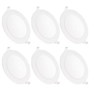 Kit 6 Luminária Painel Plafon Led Embutir Redondo 6w Bivolt Teto