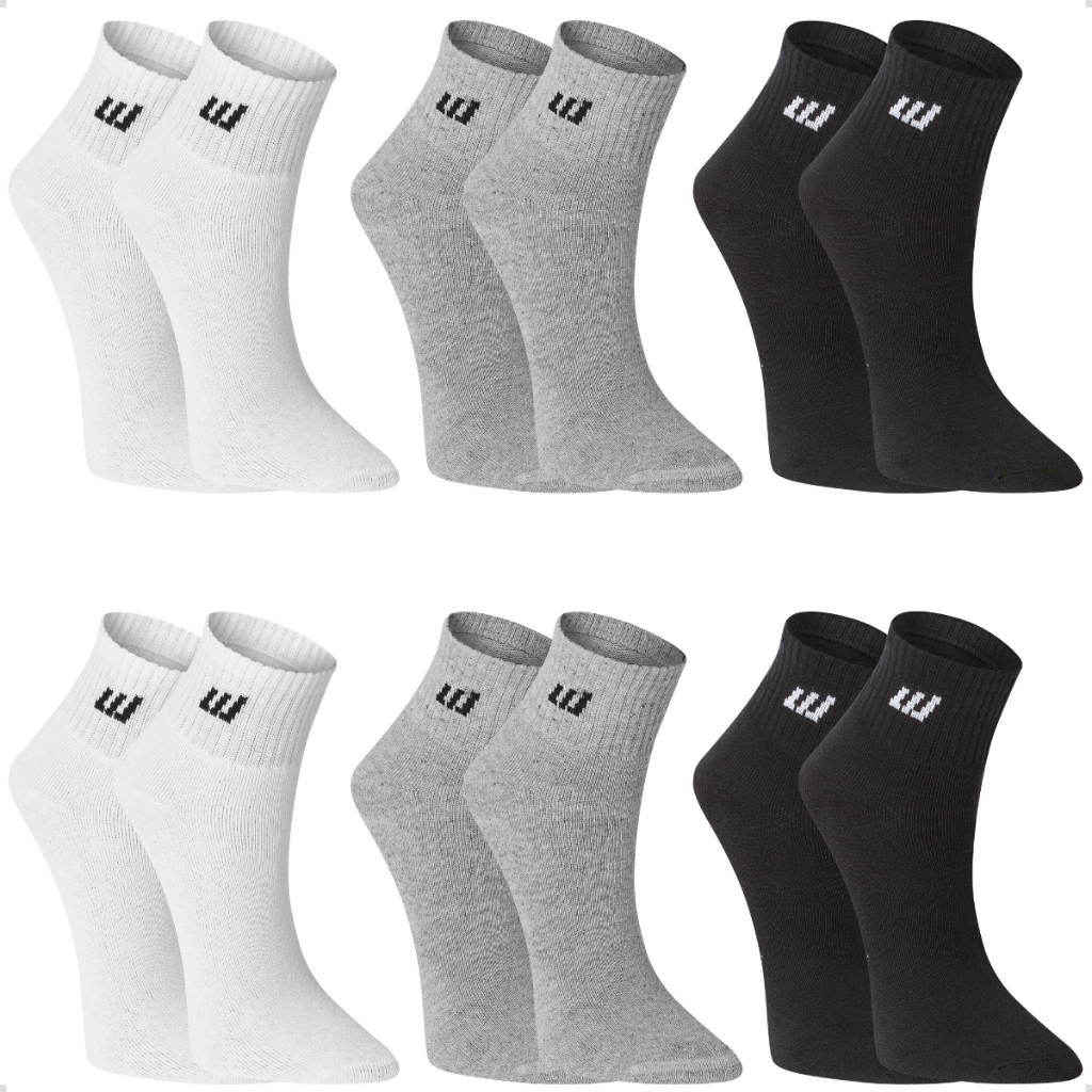 Kit 6 Pares Meia Cano Médio Algodão Winston Sports Casual Dia a Dia