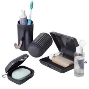 Kit 6 Peças Viagem Frasco Aeroporto Organizador Mala Mochila Cinza