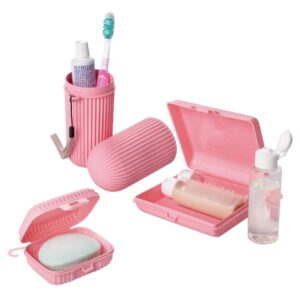 Kit 6 Peças Viagem Frasco Aeroporto Organizador Mala Mochila Rosa