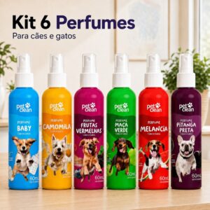Kit 6 Perfumes Colônia Para Cães e Gatos Perfume Cheiroso Para