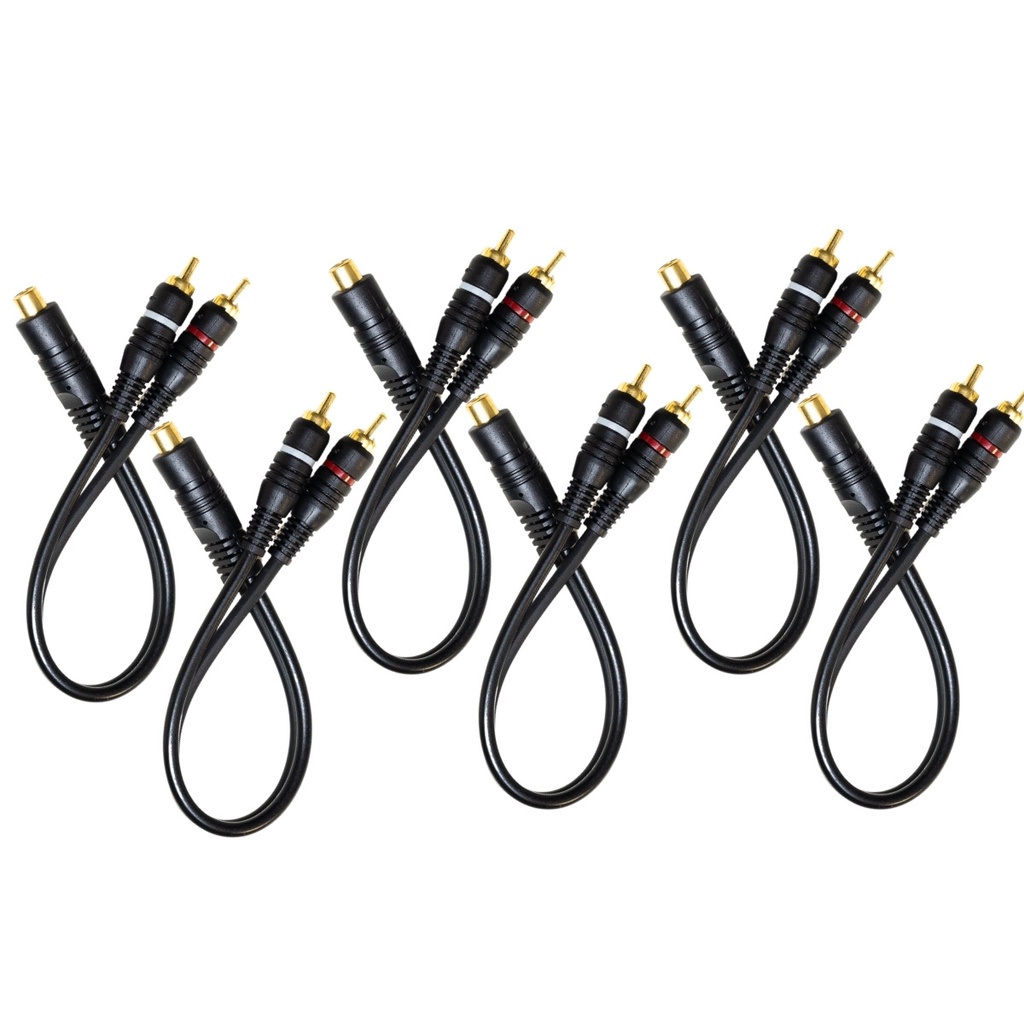Kit 6x Cabos Y 2 Machos e 1 Fêmea Semi Blindado Rca Injetado 4mm Som