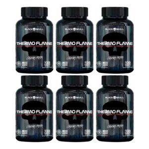 Kit 6x Termogênico Thermo Flame 120 Tabletes cada Caveira Preta Black