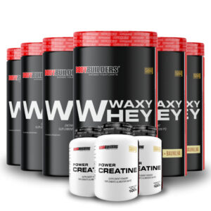 Kit 6x Whey Protein Waxy Whey 900g 3x Power Creatina 100g Para Apoiar