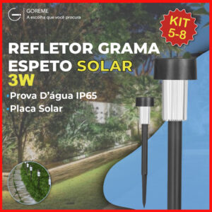 Kit 8 Luminária Espeto Jardim Solar 3W LED Lite Refletor Solar Luz de