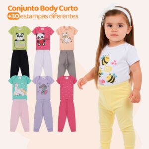 Kit 8 Peças de Roupas para Bebê Menina Kit 4 Body Roupa Infantil Bebê