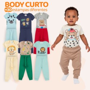 Kit 8 Peças de Roupas para Bebê Menino Kit 4 Body Roupa Infantil Bebê