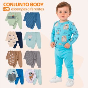 Kit 8 Peças de Roupas para Bebê Menino Kit 4 Conjunto Body Calça