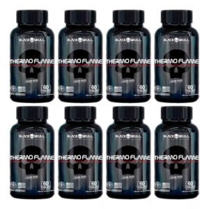 Kit 8x Termogênico Thermo Flame 60 Tabletes cada Caveira Preta Black