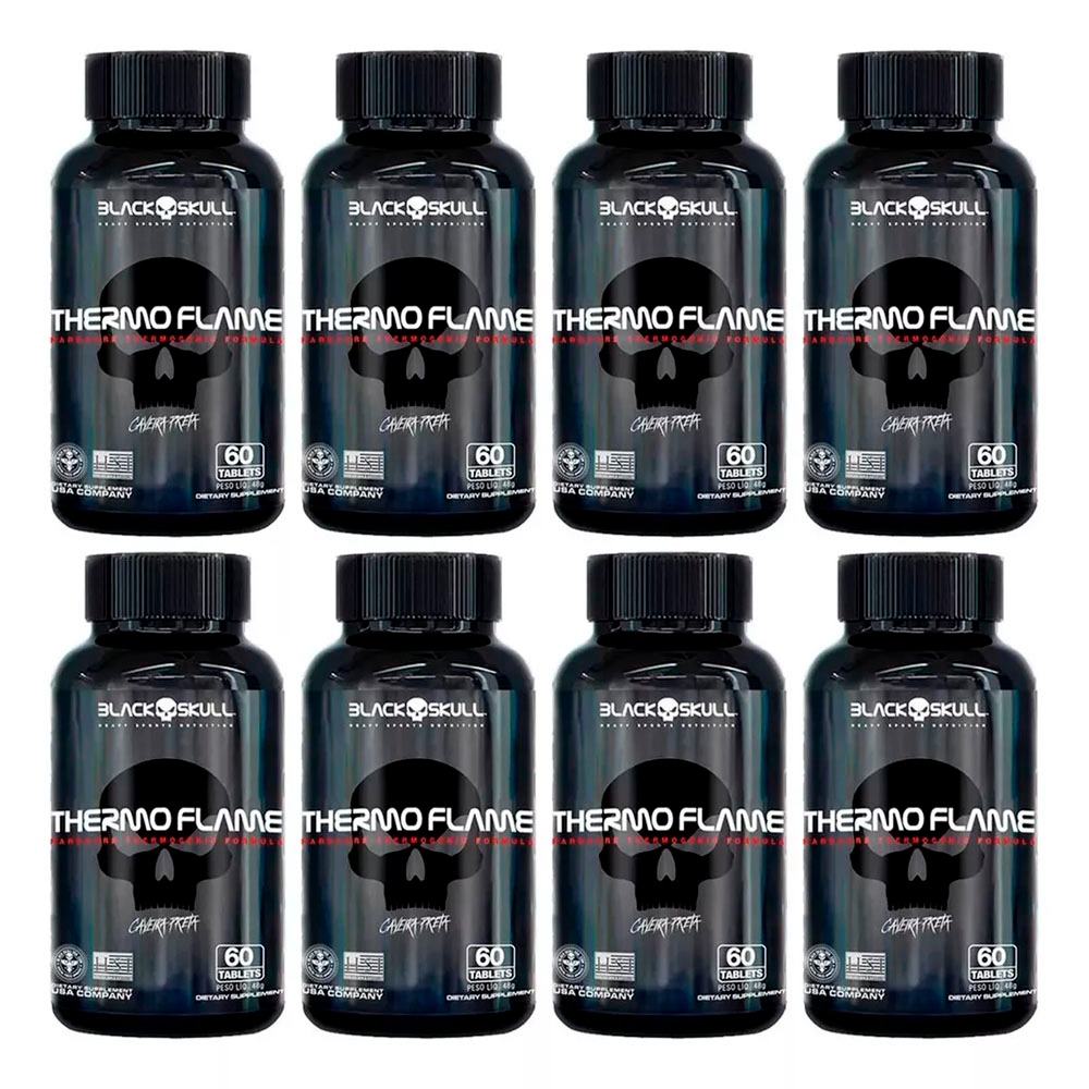 Kit 8x Termogênico Thermo Flame 60 Tabletes cada Caveira Preta Black — Informática