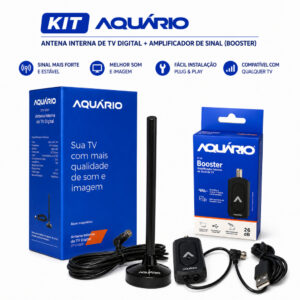 Kit Antena Digital Aquario Hdtv 4K Amplificador DE Sinal Antena