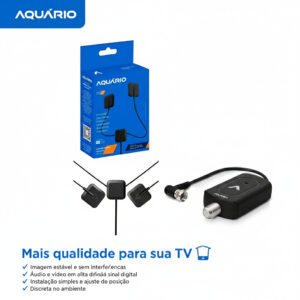 Kit Antena Digital Interna Amplificador DE Sinal Booster Aquário