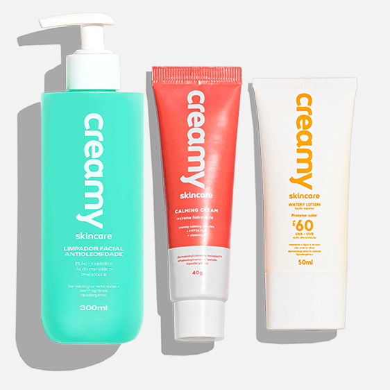 Kit Antioleosidade Limpador Facial, Gel Creme Hidratante Facial