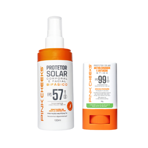 Kit Antioleosidade Pink Cheeks Protetor Solar Bifasico Protetor Solar