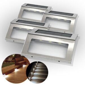 Kit Arandela Solar Slim Inox Luminária Muro Parede Jardim Corredor