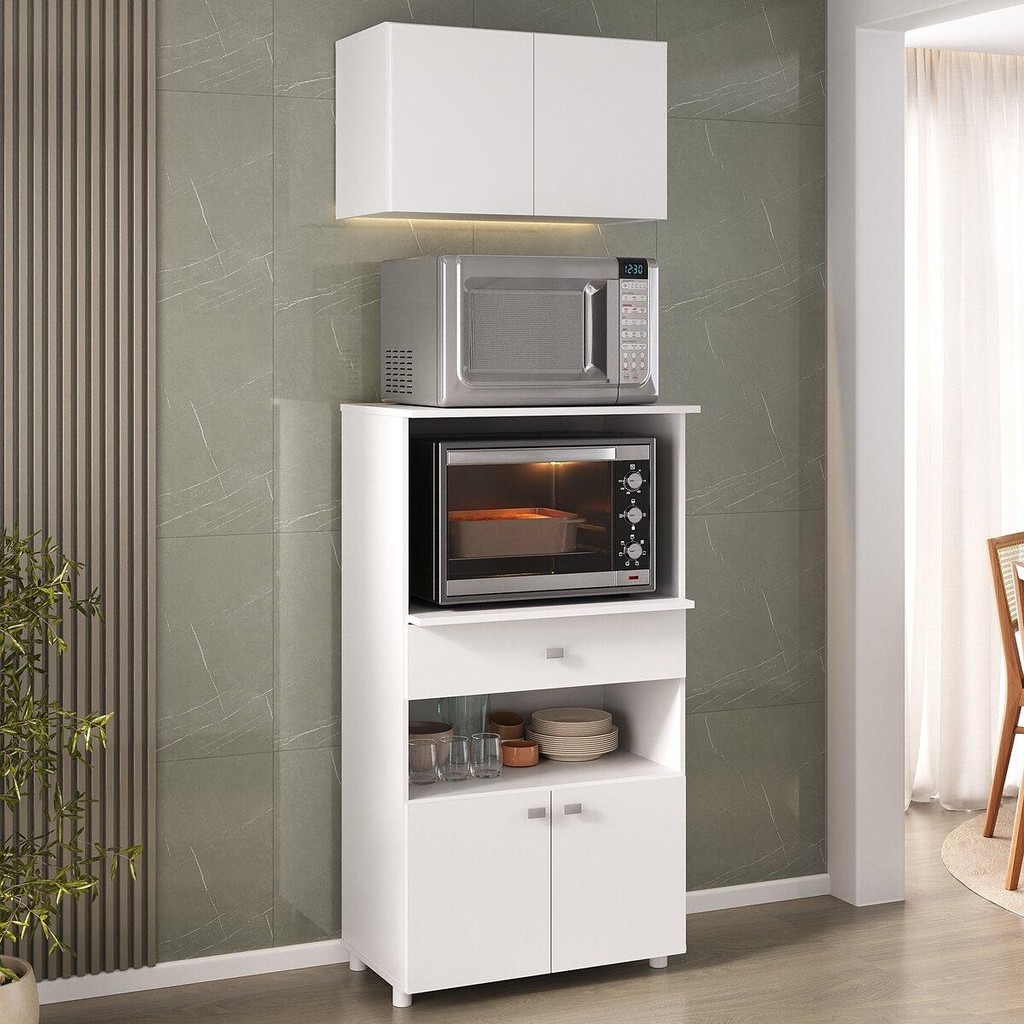 Kit Armário de Cozinha Multimóveis 62,5cm com Balcão para Forno e