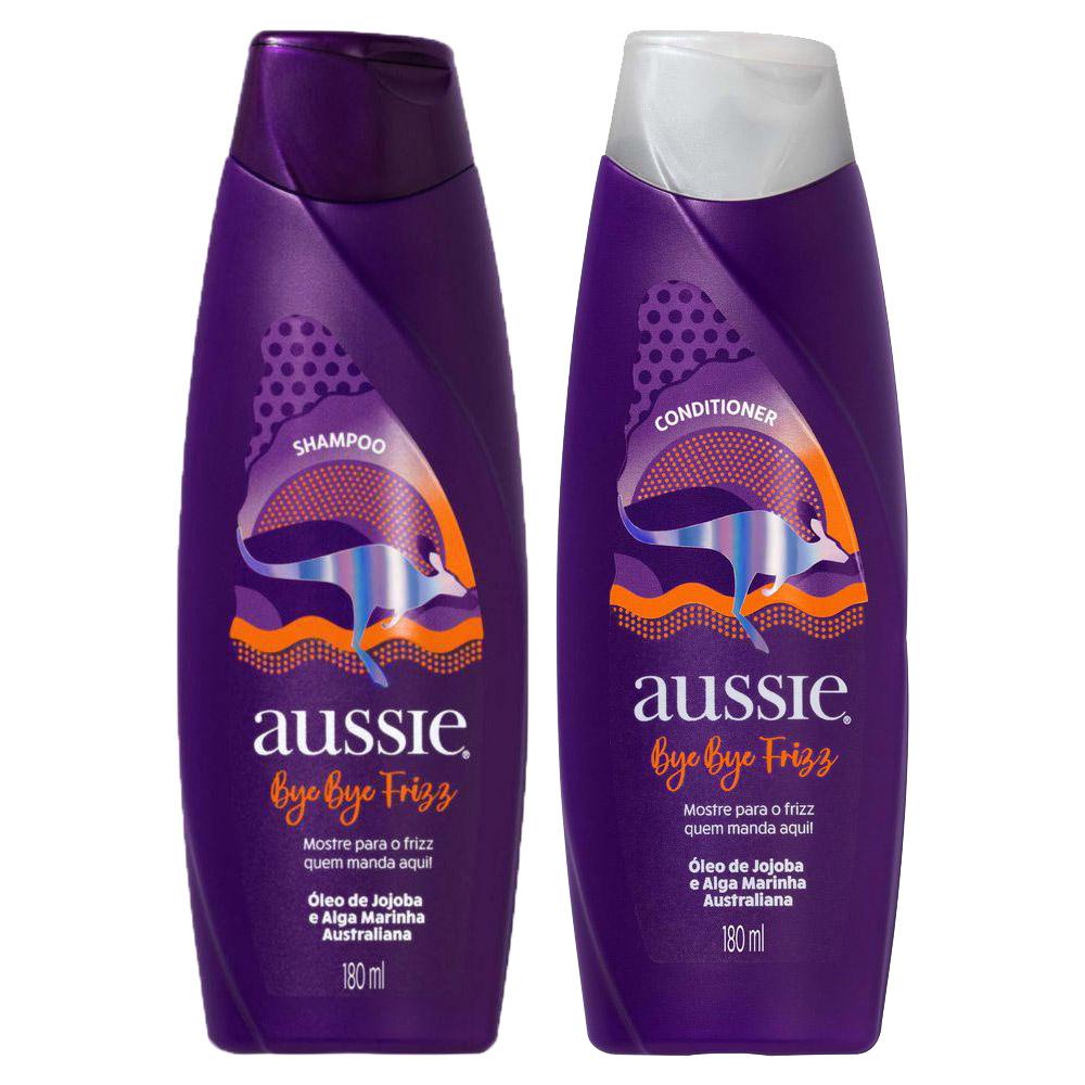 Kit Aussie Bye Bye Frizz Maciez e Brilho 180ml: Shampoo Condicionador