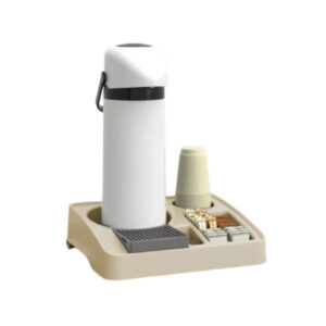 Kit Bandeja Café Organizadora Bege Garrafa Térmica 1,8l Branca