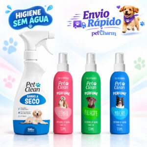 Kit Banho a Seco Spray Sem Enxágue 500 ml e Perfume120 ml Pet Clean