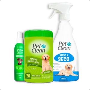 Kit Banho Sem Enxágue Lenço Umedecido Banho a Seco Perfume Pet Clean