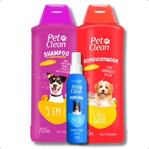 Kit Banho Shampoo 5 em 1, Creme Condicionador de Pelos e Perfume para