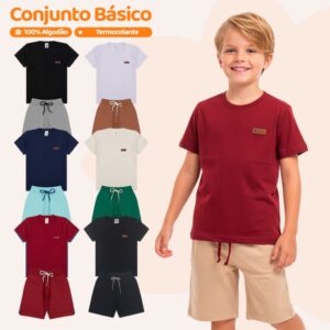 Kit Básico 14, 6 Ou 4 Peças Roupa Infantil Menino Estilo Casual Liso