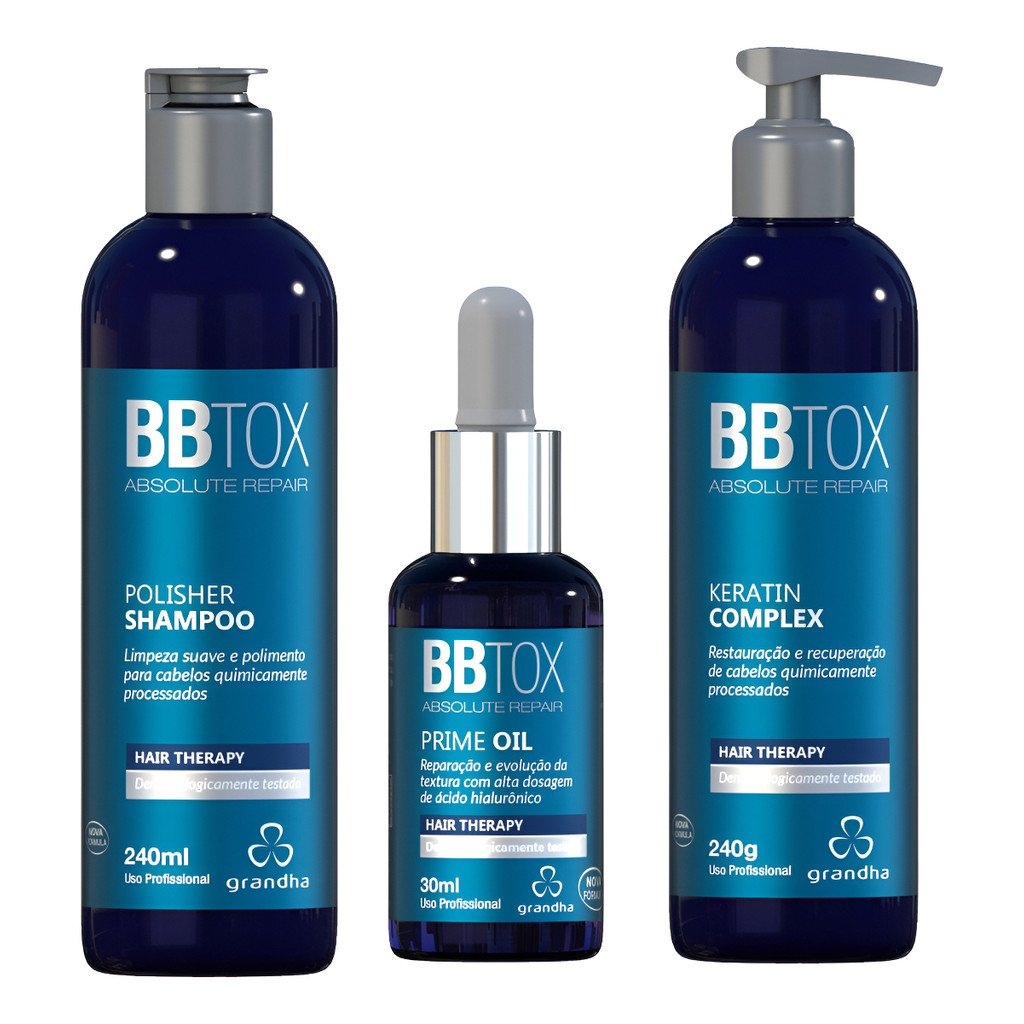 Kit Bbtox Grandha Prime Oil Shampoo Mascara Pos Progressiva
