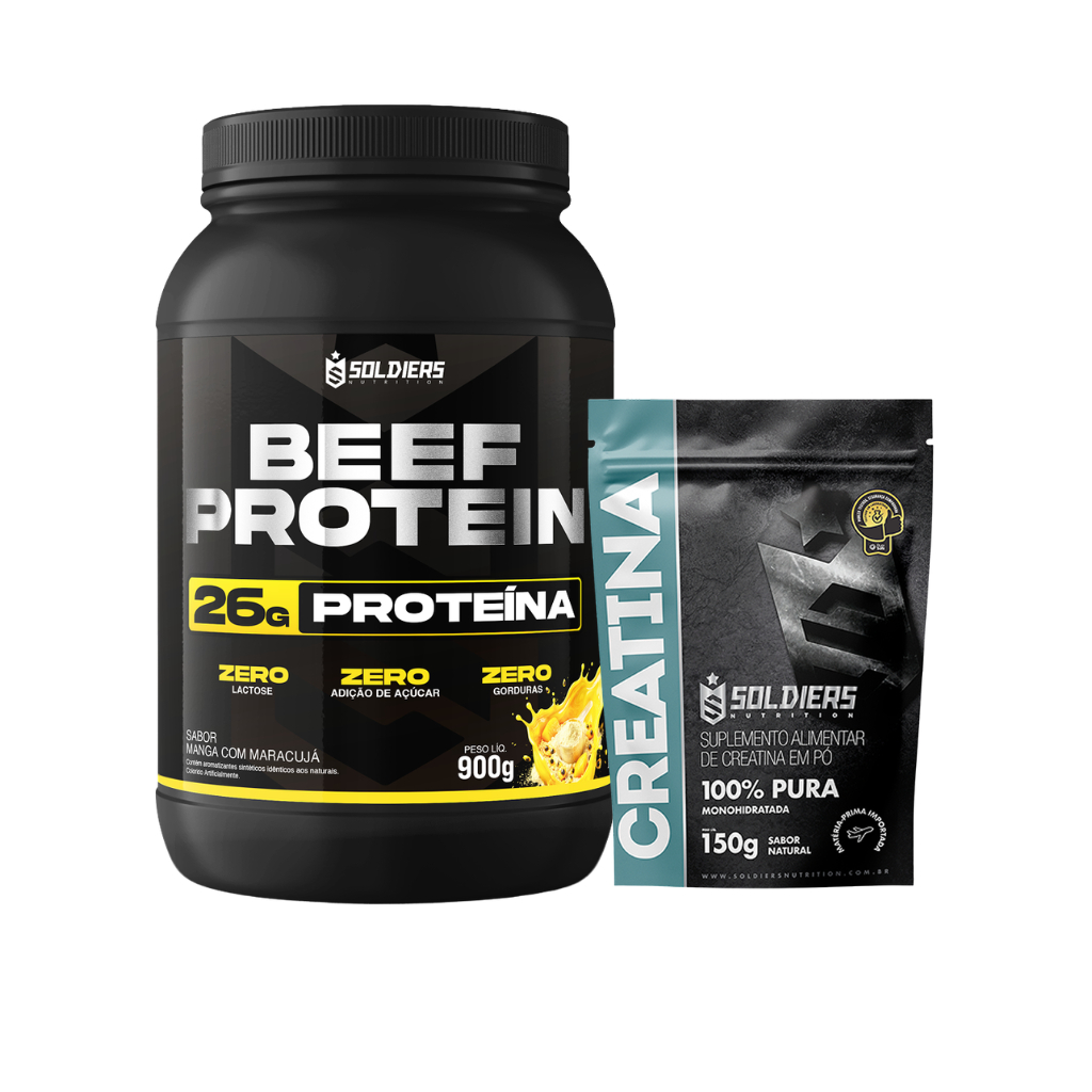 Kit: Beef Protein Suplemento Alimentar em Pó Creatina Monohidradata
