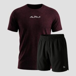 Kit Bermuda Lobo+Camiseta New Fluid Dry Fitness Academia Alpha Co