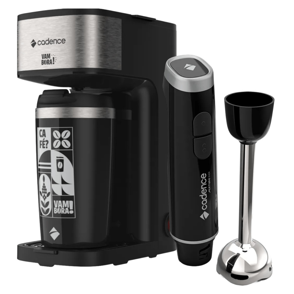 Kit Black Cadence Cafeteira Vambora e Mixer Inox — Eletroportáteis