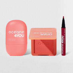 Kit Blush Cremoso Coral Caneta Batom Rosa Primer Facial 4you