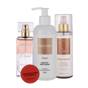 Kit Body Splash Hidratante Corporal Perfume Capilar Roses Barbour’s