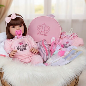 Kit Boneca Bebê Reborn 100% Silicone Mamãe Reborn Enxoval Completo