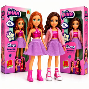 Kit Bonecas Manu Lorena Irmãs Pina Articulada 25cm Algazarra Youtuber