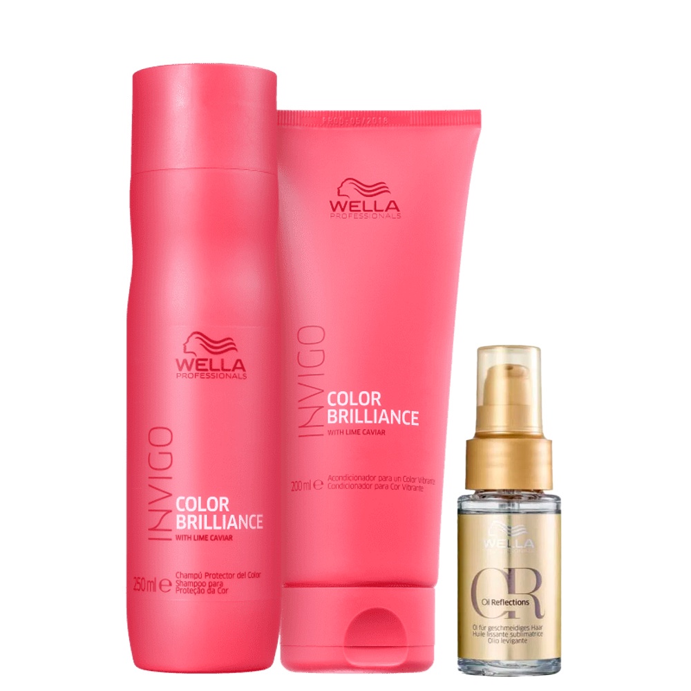 Kit Brilliance Shampoo, Cond e Oil Reflections 30ml Wella