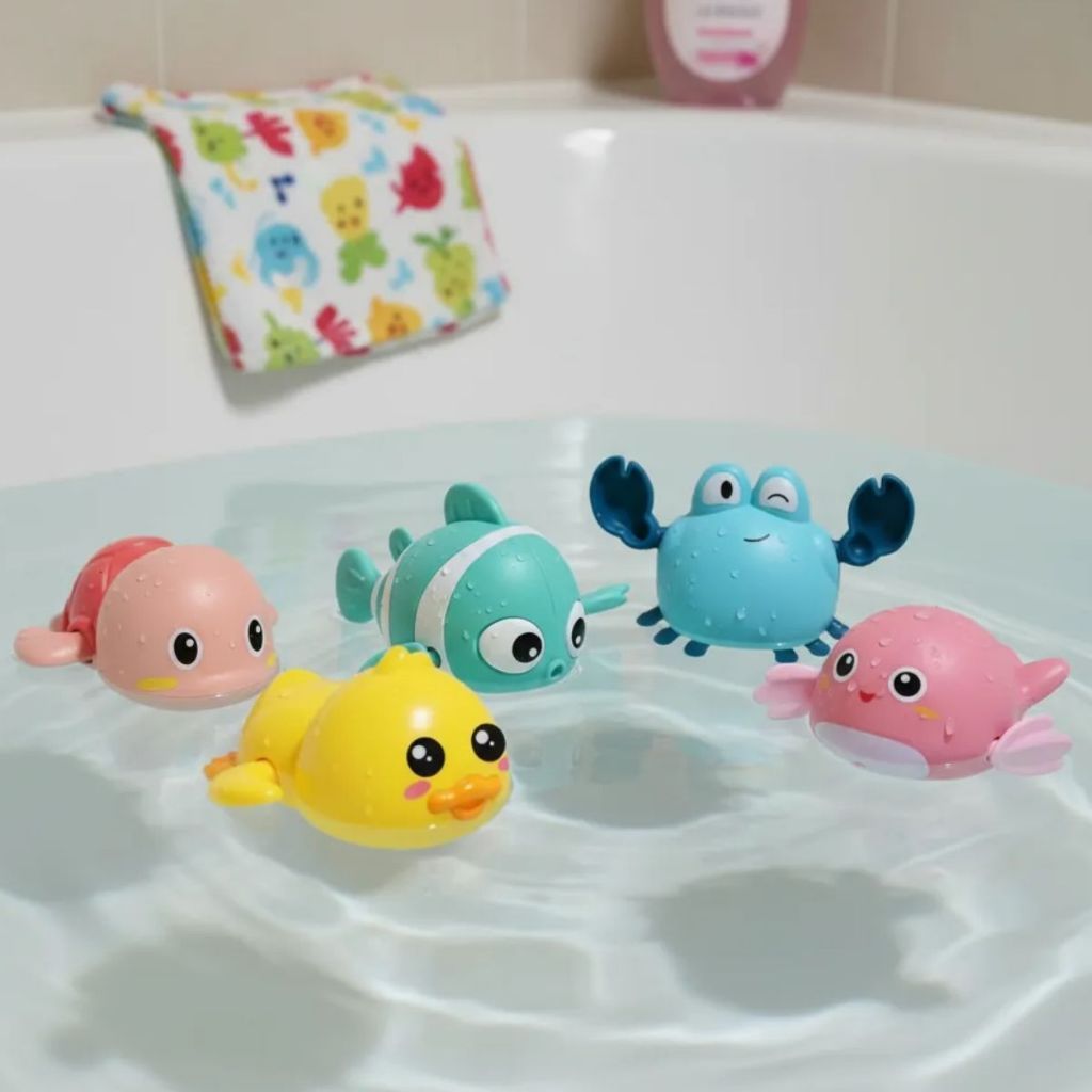 Kit Brinquedos Nadadores a Corda Brinquedo de Banho para Bebes