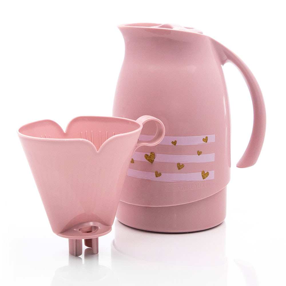 Kit Bule Garrafa Térmica 700ml Filtro 102 Coador Rosa Sanremo — Cozinha e Utensílios