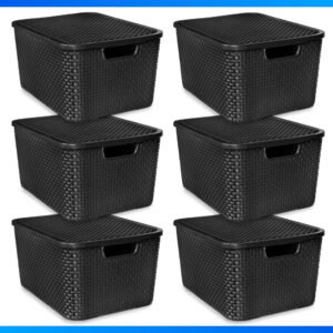 Kit C 6 Caixas Organizadoras rattan 7L C Tampa Preto 7 Litros Promoção